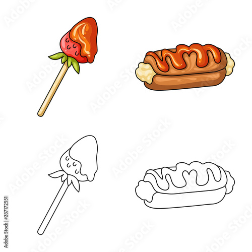 Isolated object of confectionery and culinary icon. Collection of confectionery and product stock vector illustration.