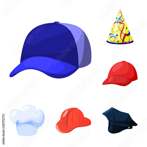 Vector illustration of headgear and napper symbol. Collection of headgear and helmet stock vector illustration.