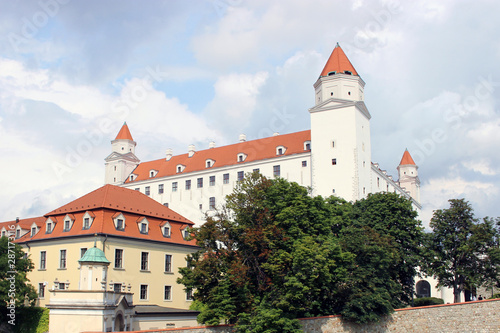 Photography historical white castle of Bratislava, dominating the capital of Slovakia