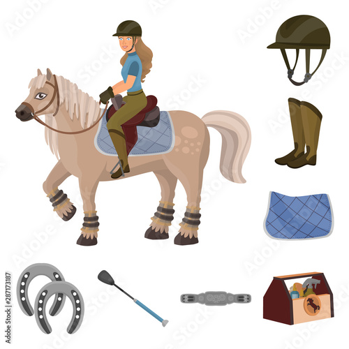 Vector illustration of horseback and equestrian icon. Collection of horseback and horse vector icon for stock.