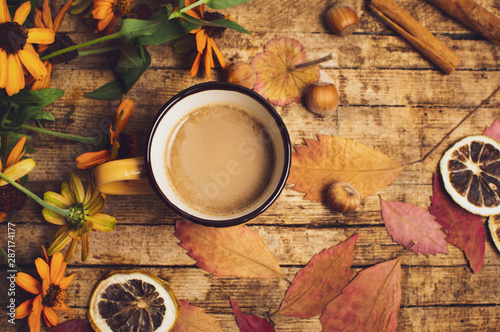 Cup of coffee and autumn se...