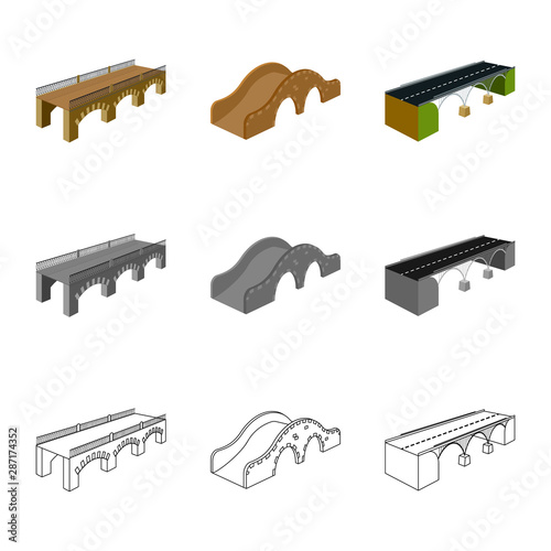 Vector illustration of connection and design symbol. Set of connection and side vector icon for stock.