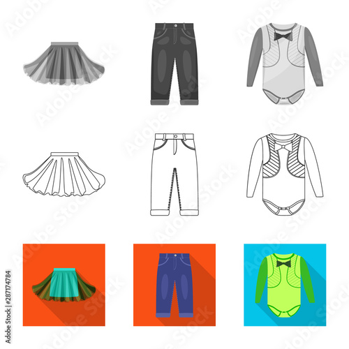 Isolated object of fashion and garment icon. Collection of fashion and cotton vector icon for stock.