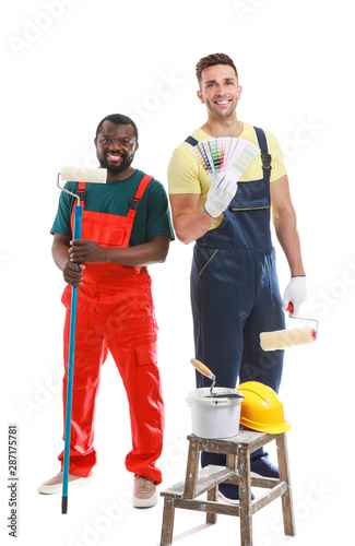 Male painters on white back...