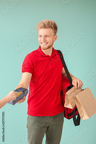 Customer paying courier for...