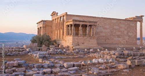 Famous Erechtheon ancient building in Acropolis in Athens, Greece photo