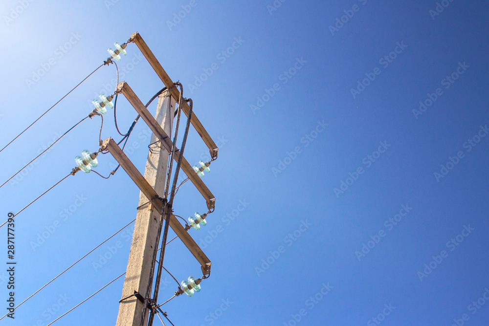 Antenna with blue sky. Close up antenna with copy space for design or text Antenna with blue sky. Close up antenna with copy space for design or text