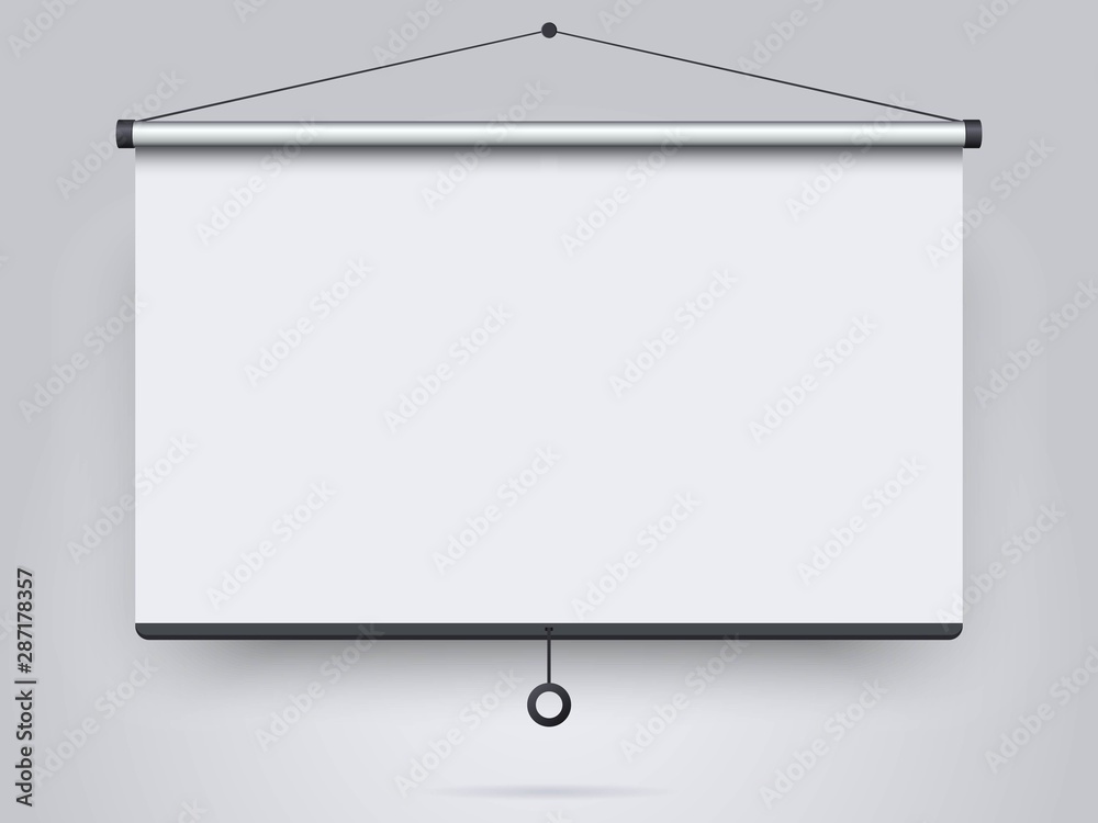 Empty projection screen on the wall background. Mock up template for your  design. Concept of presentation board, advertising, blank whiteboard for  conference and projects. Stock Vector | Adobe Stock