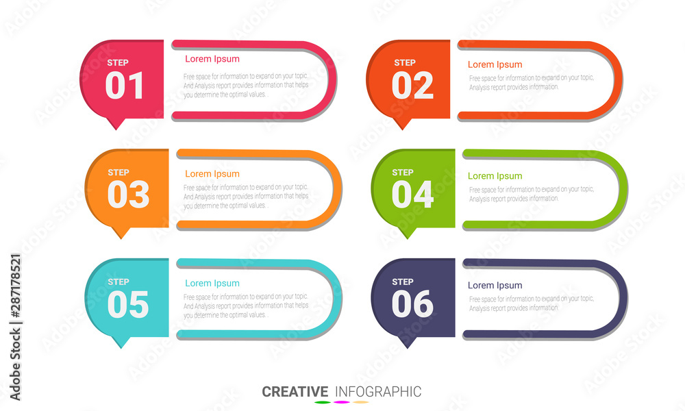 Infographic template with numbers six option can be used for workflow layout, diagram, number step up options. Infographic template with numbers six option can be used for workflow layout, diagram, number step up options.