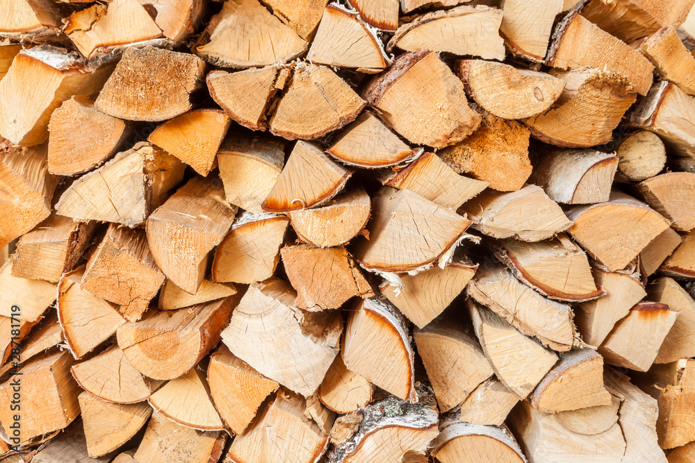 Birch firewood. Firewood harvested for the fireplace Birch firewood. Firewood harvested for the fireplace