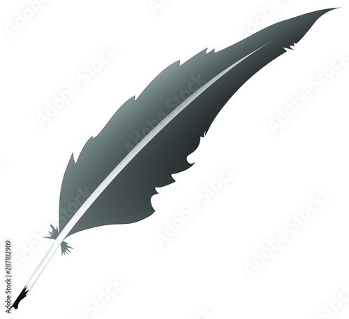 A writer's feather with a drop of ink