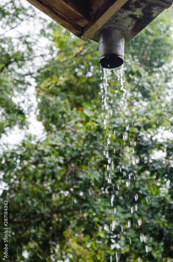 Rain Pouring Down from The Gutter. Rain Pouring Down from The Gutter.