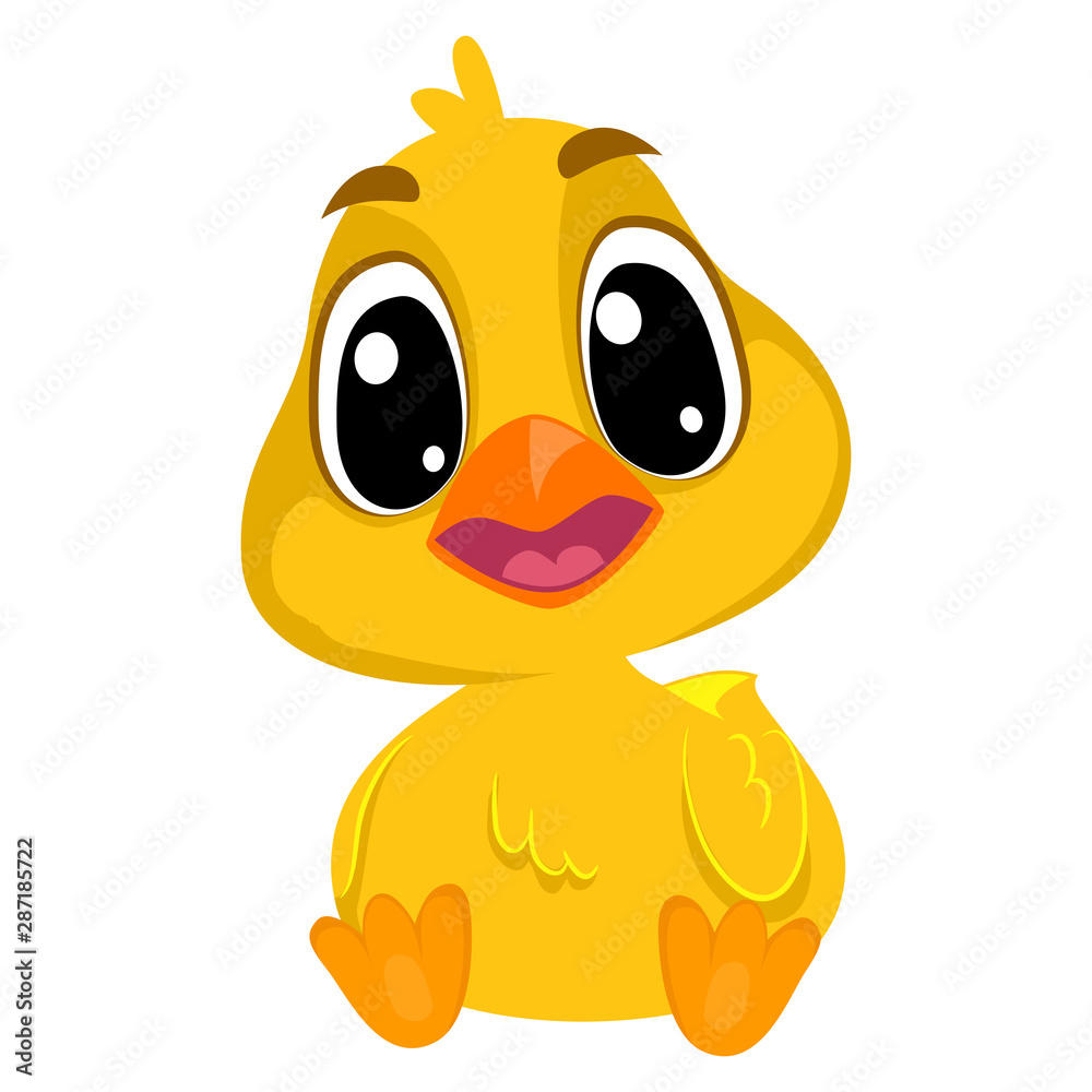 Vector Illustration of a Cartoon Chick in Sitting position
