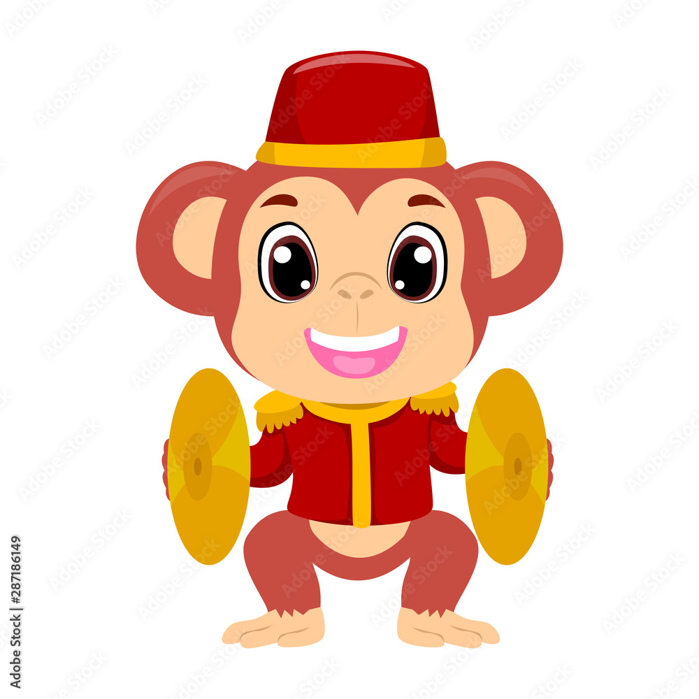 Vector Illustration of a Circus Monkey playing Cymbals Stock Vector | Adobe  Stock