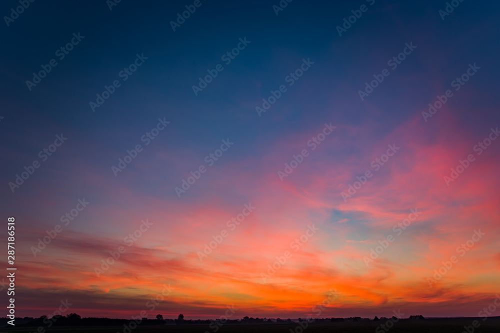 Colorful clouds in the sky after sunset