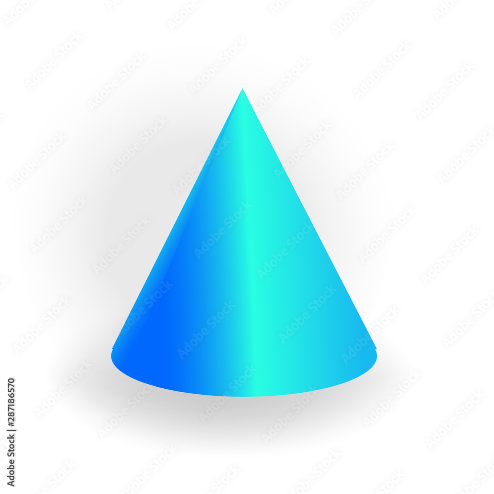 Cone - One 3D geometric shape with holographic gradient isolated on white background vector Cone - One 3D geometric shape with holographic gradient isolated on white background vector