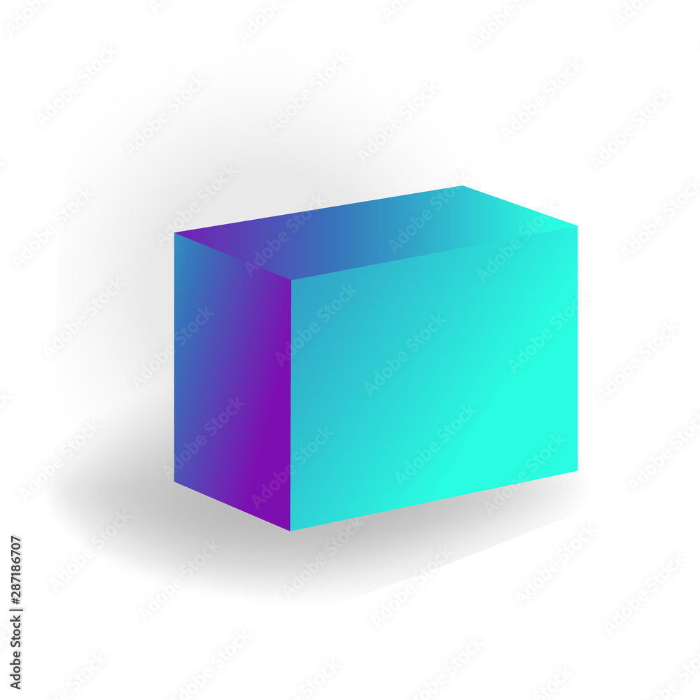 parallelepiped - One 3D geometric shape with holographic gradient isolated on white background vector