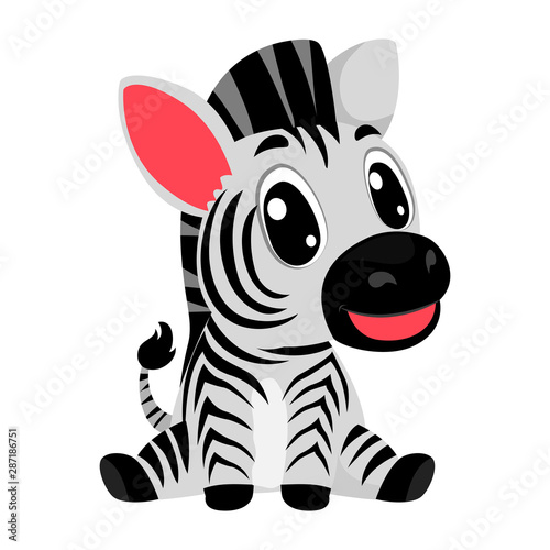 Vector Illustration of a cute cartoon Baby Zebra in Sitting Position