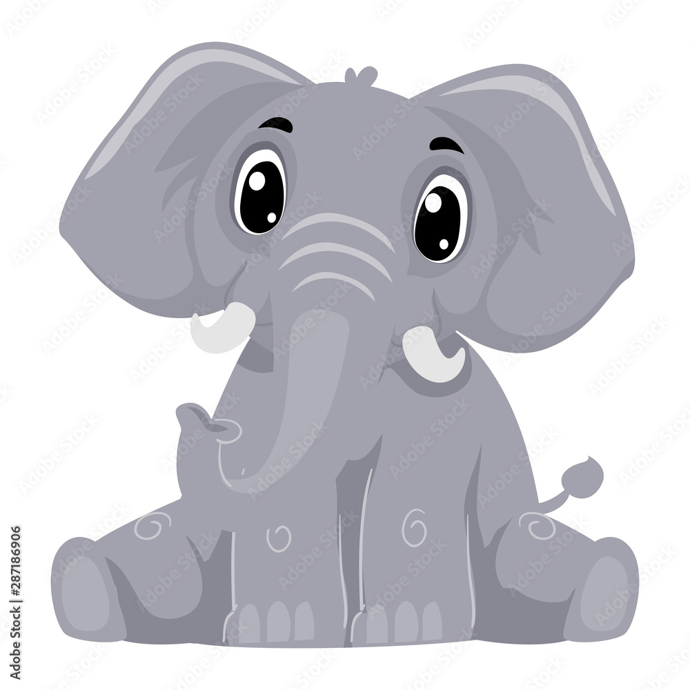 Vector Illustration of Cartoon Elephant in Sitting Position Vector Illustration of Cartoon Elephant in Sitting Position