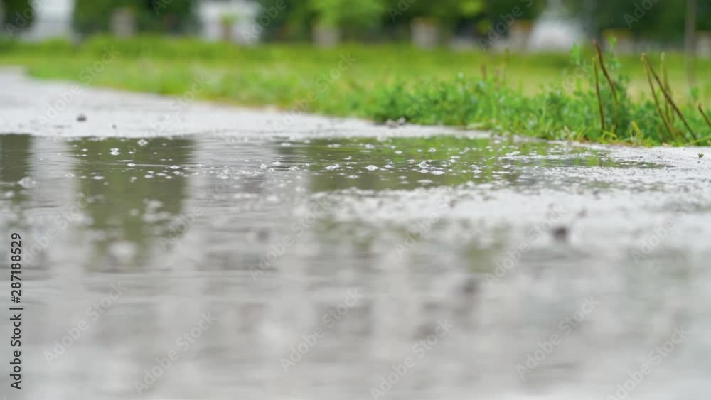 Legs of a runner in sneakers. Sports woman jogging outdoors, stepping into muddy puddle. Single runner running in rain, making splash Legs of a runner in sneakers. Sports woman jogging outdoors, stepping into muddy puddle. Single runner running in rain, making splash
