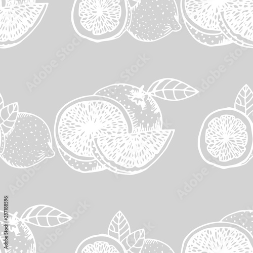 Fototapeta Naklejka Na Ścianę i Meble -  orange, lemon seamless fruit pattern