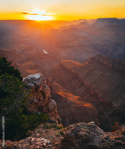 The Colorado River flows through the bottom of the Grand Canyon and can be seen from some vantage points at the rim. This powerful river is pictured in these images of the Grand Canyon taken from the 
