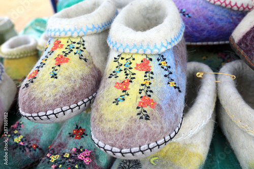 Embroidered felt shoes