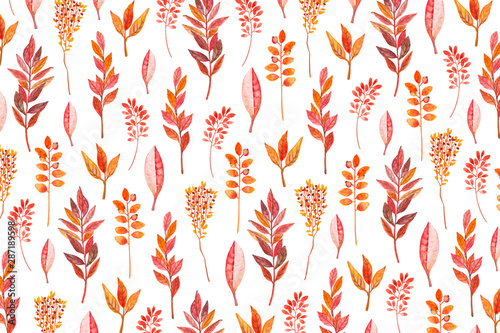 Autumn Pattern Made Of Watercolor Elements