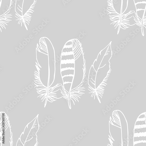 Canvas Print Mockingjay feather seamless pattern hand drawn sketch