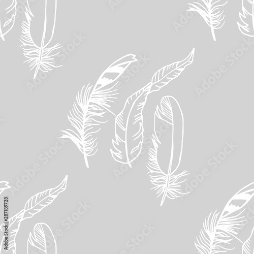 фотографія Mockingjay feather seamless pattern hand drawn sketch