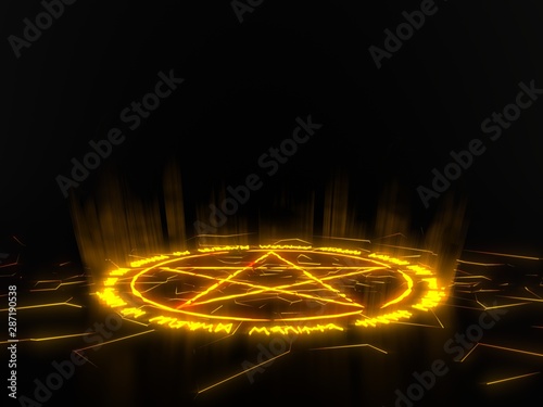 Fotografia, Obraz summon circle with pentagram on center