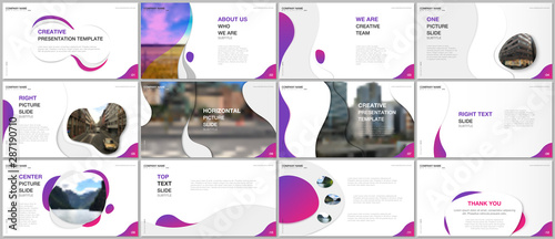 Minimal presentations design, portfolio vector templates with fluid colorful trendy gradients geometric shapes. Multipurpose template for presentation slide, flyer leaflet, brochure cover, report.