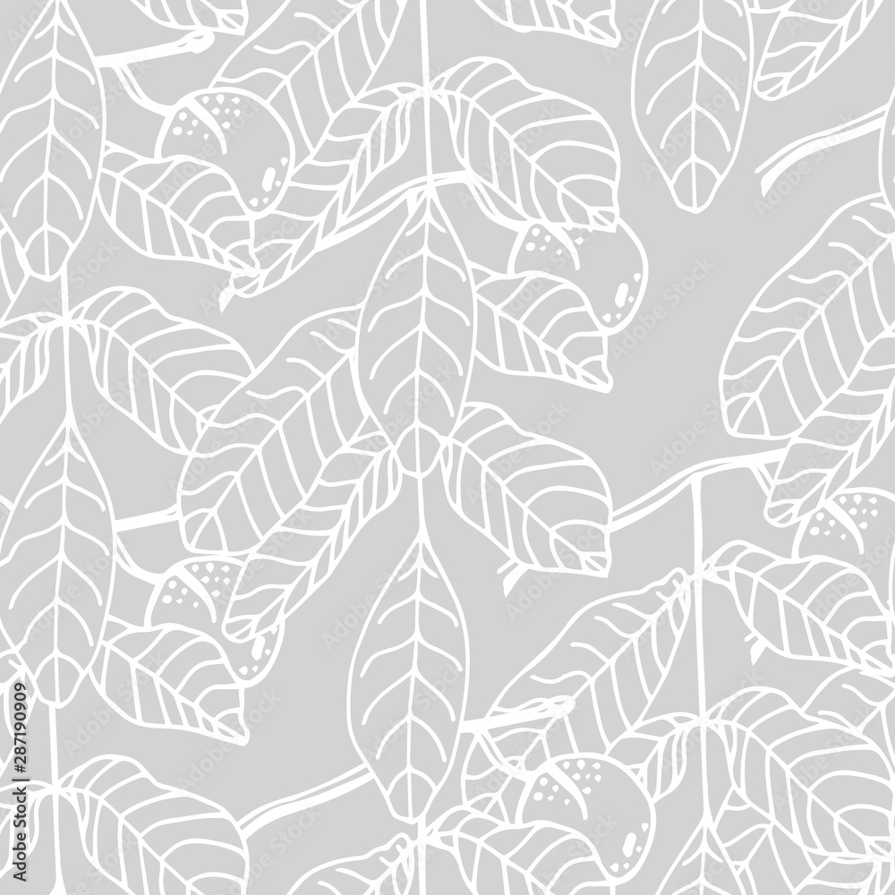 walnut seamless floral pattern hand drawn sketch, nut walnut seamless floral pattern hand drawn sketch, nut