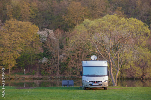 Motorhome in campsite.