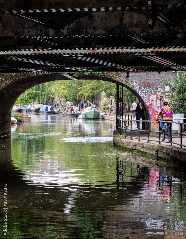 Regent's Canal, between Regent's Park and Camden, London UK, photographed on a warm summer's day in August.