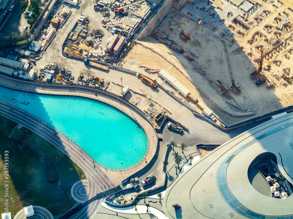 View down from the tallest building in the world - Burj Khalifa Towers