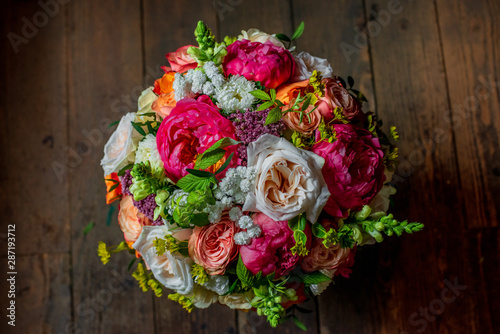 the most beautiful flowers, magnificent bouquets of flowers on the leg in the interior of the restaurant for a festive floristry store or wedding salon for the bride or groom, a bridal bouquet, butane
