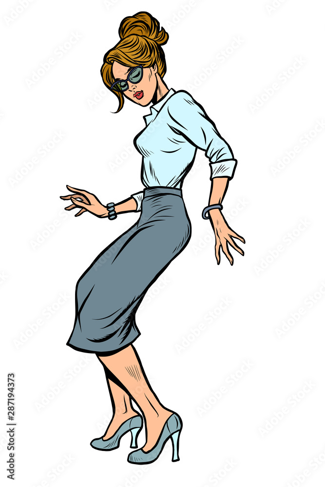 Dancing business woman. Disco dance club music Dancing business woman. Disco dance club music