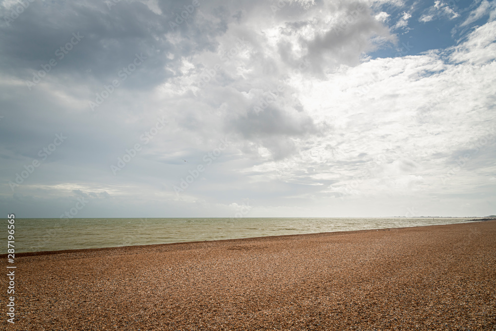 Sky, sea and beach. A tranquil image of the English Channel off the coast of England.