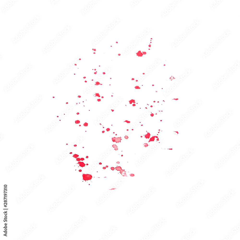 Fototapeta premium Watercolor red drops isolated on a white background.