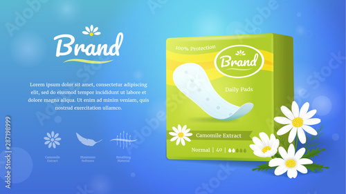 Hygienic Feminine Product Ad Concept Card Background. Vector