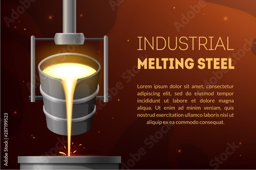 Industrial Melting Steel Ad Concept Card Background. Vector