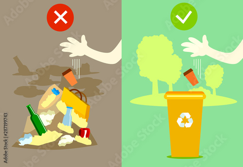 Cartoon Not Throw Littering Butts Card Poster Banner. Vector