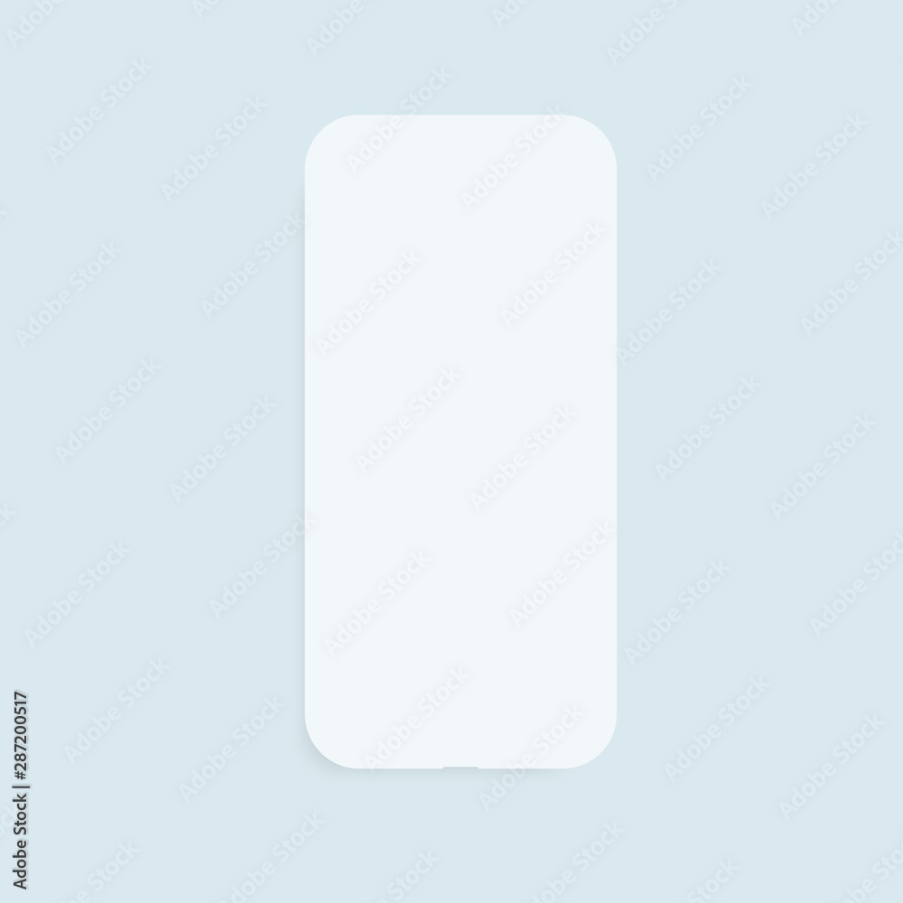 Simple smartphone vector mockup. Trendy clay mobile phone template with blank screen for design app.