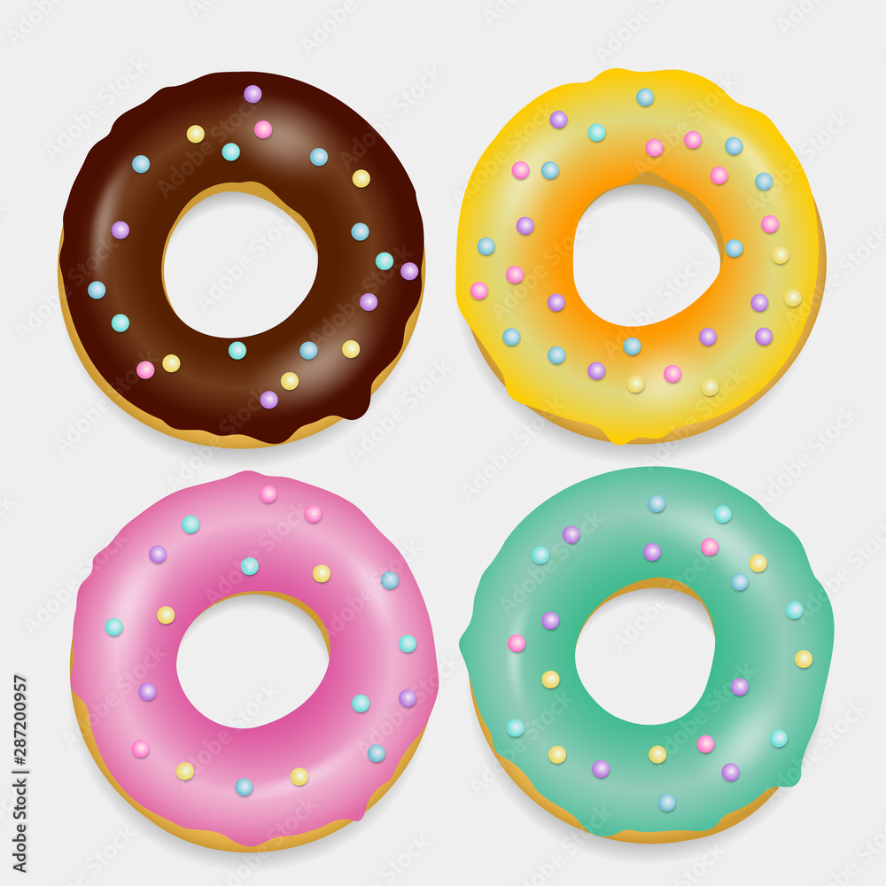 Fototapeta premium Donut set. Hand drawn bakery design pop art