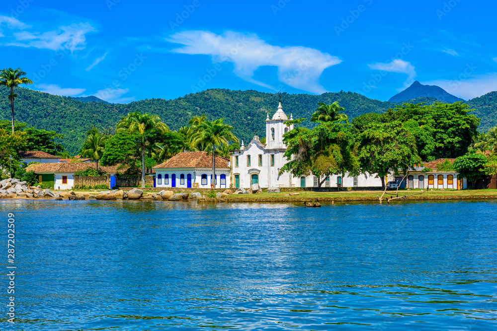 Historical center of Paraty at night, Rio de Janeiro, Brazil. Paraty is a preserved Portuguese colonial and Brazilian Imperial municipality
