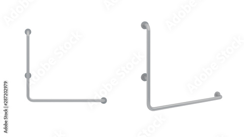 Stainless Steel L-shaped Handrail Corner Grab Handicap Accessible Bathroom Safety Grab Bar Bathtub Toilet Toilet Non-slip on white background with Clipping path