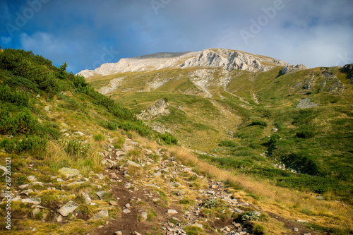 Path between Vihren hut and Vihren peak in Pirin national park, near Bansko, Bulgaria © Petar