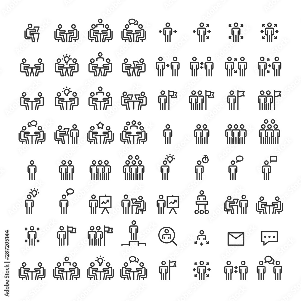 People Icons Line Work Group Team Vector People Icons Line Work Group Team Vector