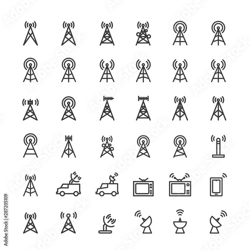 Antenna icons set vector illustration